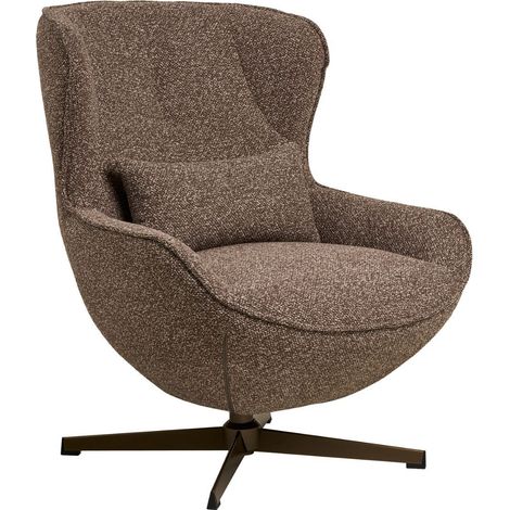 Fauteuil en Tissu Bouclé Texturé marron chiné Pivotant pied métal - BELIAM (1/5)