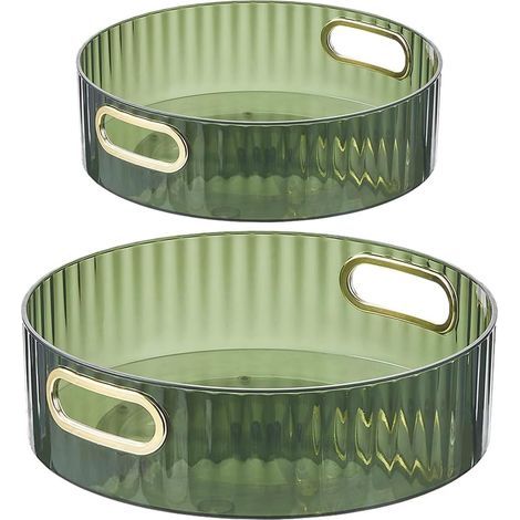 2 pezzi di piatto girevole, portaspice multifunzione a 360°, organizzatore da cucina, supporto rotante a 360° per bagno, porta barattoli e spezie, verde (1/5)
