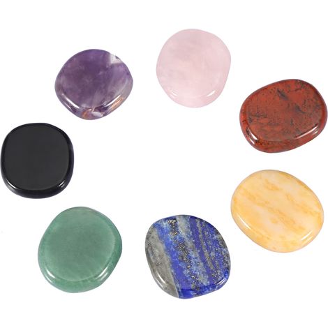 Lot de 7 pierres fines naturelles en cristal fin, tranches irrégulières des 7 chakras énergétiques (1/5)