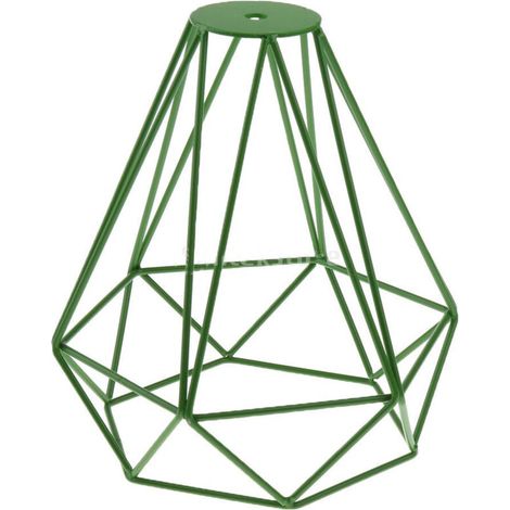 Abat-jour Cage Métallique Panier Abat-jour Plafonnier Fer Forgé Plafonnier Lumière & Style Industriel, Vert (1/2)