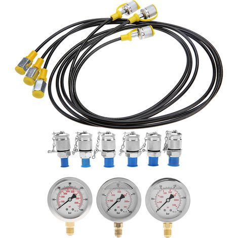 Kit de test de pression hydraulique pour excavatrice avec raccord de point de test et manomètre (1/5)