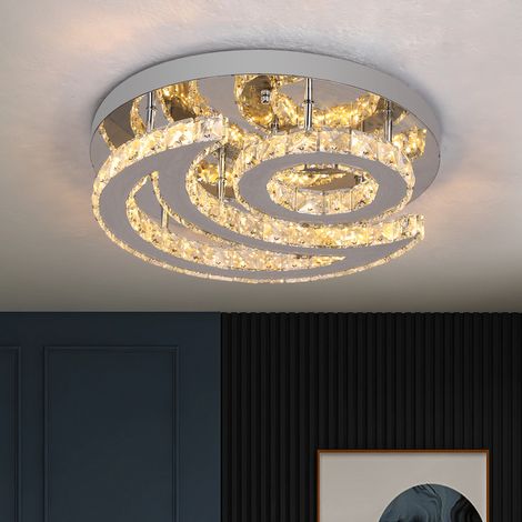 Plafonnier moderne en cristal K9 haute transmission – Lustre LED nordique à 3 couleurs réglables pour salon et salle à manger
