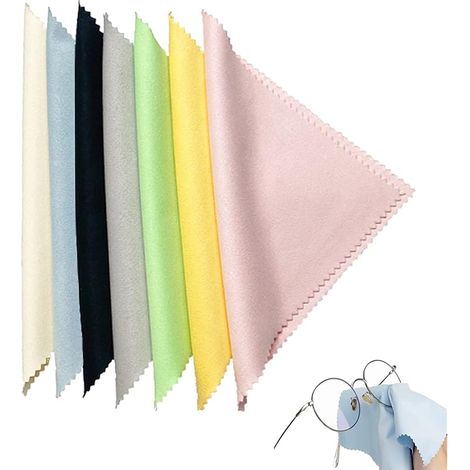 7 PCS Chiffons Microfibre de Nettoyage, Chiffon de Nettoyant Lunettes pour Lunettes, Téléphones, Ordinateurs Portables, Tablettes, Écrans, Objectifs d'appareils Photo (18  15cm, 7 Couleurs) (1/5)