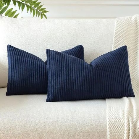 Lot de 2 housses de coussin en velours côtelé, décoratives et douces pour salon (1/4)