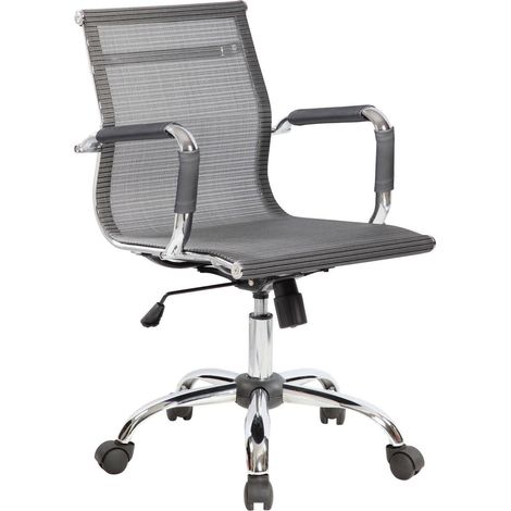 Sedia con ruote Traversone, Poltrona direzionale con braccioli, Sedia ergonomica da ufficio, Grigio, 62x54h92/102 cm