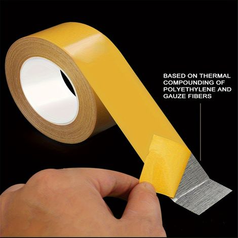 bandes de ruban adhésif double face mm maille translucide imperméable ultra sans couture pour tapis à adhérence 2 50 jaune (1/5)