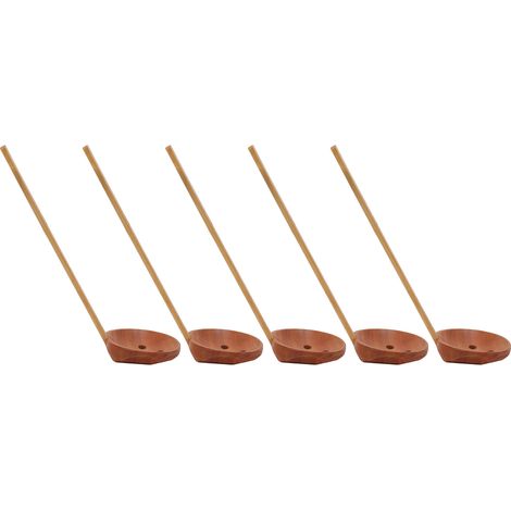Cuillères en bois x5, manche robuste, polies à la main, légères, style japonais écaille de tortue, avec trous, idéales pour maison et restaurant (1/5)