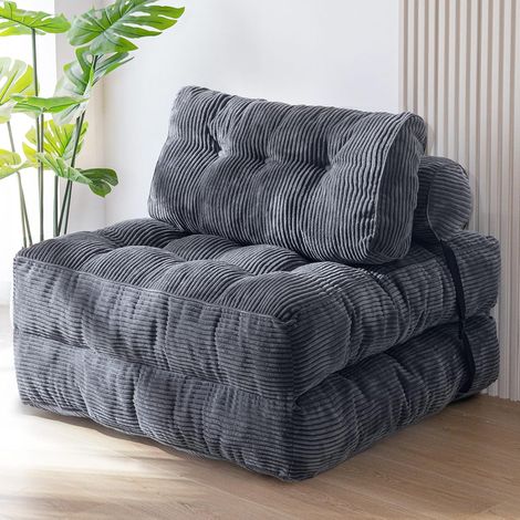 Canapé-lit pliable et convertible avec oreiller, matelas avec support dorsal, fauteuil-lit portable et confortable pour salon, chambre à coucher, anthracite (1/5)