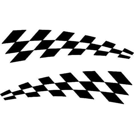 Lot de 2 autocollants pour pare-chocs de voiture Motif drapeau à carreaux Noir et Blanc, noir (1/5)
