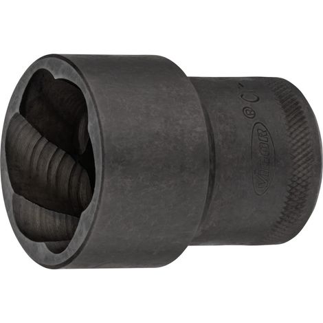 VIGOR Spiralnutenausdreher-Einsatz, 1/2 (12,5 mm) Vierkant hohl, Außen Schraubenausdreher Profil, SW 30 mm (1/4)