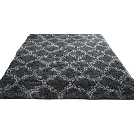 Tapis Salon - Shaggy 160x230cm - Poils Longs Gris Blanc - Descente De Lit - Tapis Doux Pour Chambre Ou Salon