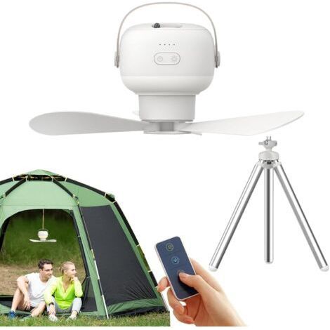 Ventilateur De Plafond - Ventilateur Lumineux Portable USB avec Télécommande pour Tente Batterie 7200 Accessoires d'Extérieur pour Pergola Tonnelle Plage (1/5)