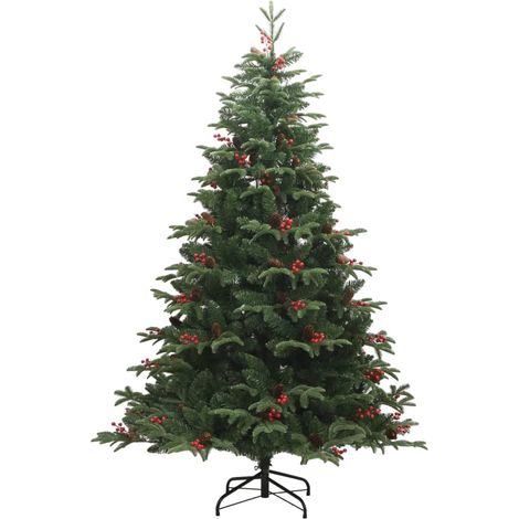 Albero Natale Albero natalizio Albero festivo Artificiale Incernierato con Pigne e Bacche 210cm (1/5)
