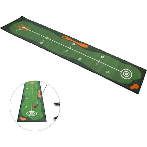 Tapis de putting intérieur en nylon lavable en machine, tapis d'entraînement de golf portable et antidérapant, set de practice avec cible ajustable (1/5)
