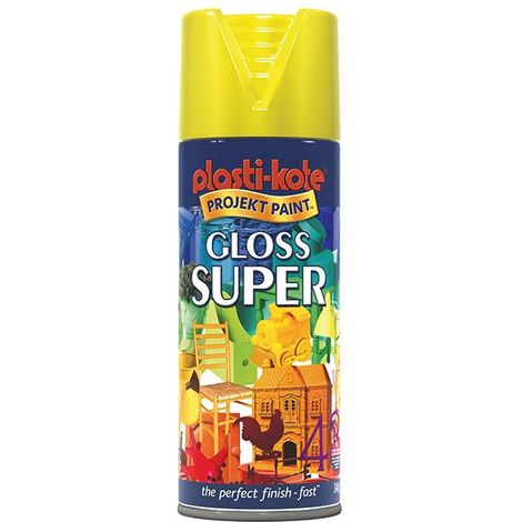 Plastikote Super Gloss Yellow 400ml - Gloss Finish, Fast Dry & UV Resistant