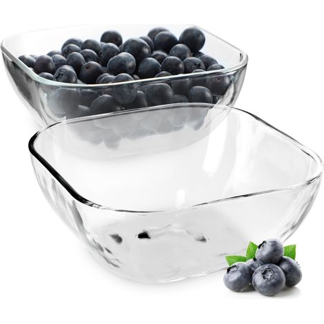 KADAX Glasschüssel, eckige Obstschale aus robustem Glas, 13.5cm, 2 stück