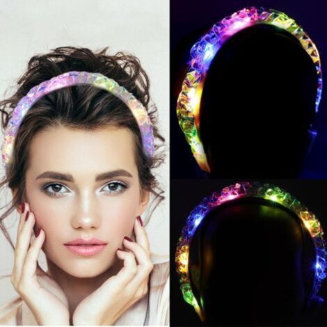 Lot de 2 bandeaux lumineux pour femme - Bandeau lumineux à LED - Bandeau lumineux - Pour femme et fille - Pour fête, festival, mariage (1/5)