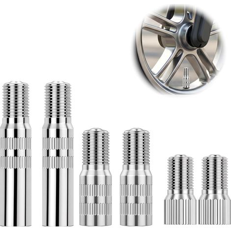 Set di 6 prolunghe per valvole pneumatici (19, 25, 39 mm) in ottone nichelato, adattatori per valvole Schrader, ideali per scooter elettrici, auto, camion e motociclette. (1/5)
