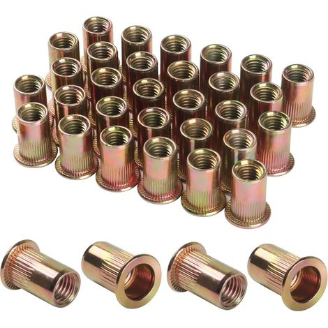 30 Pièces M5 écrous à Sertir, En Acier Au Carbone Galvanisé écrou Insert Riveter Manchon, Ronds Aveugles Insers Fileté Riveteuse, écrous à Rivets Flat Head Threaded Rivet Nuts (1/5)