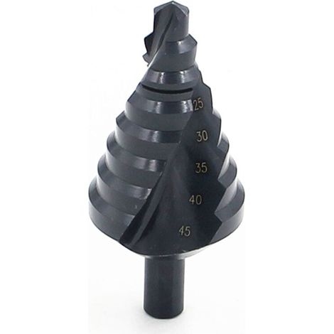 Forêt étagé spiral HSS, Triangle Conique Titane Foret Fraise pour Acier fin Alésage Perage, 10-45mm (1/5)