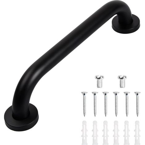 Vtizikl 1 Pièces Poignée de baignoire, barre d'appui de douche antidérapante, adaptée aux personnes âgées/cuisine de salle de bain, 30 cm (noir)