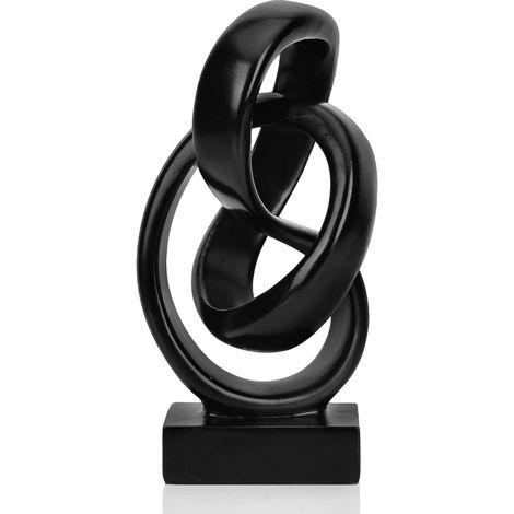 Sculpture Abstraite Noire en Nœud, Décor Géométrique, Pièce Décorative pour Table Basse de Salon ou Étagère, de Bureau de Console d’Entrée. (1/5)