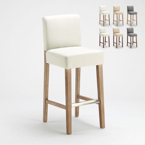 Tabouret en bois de bar et cuisine style Henriksdal Comfort XL - Shabby Blanc (1/5)