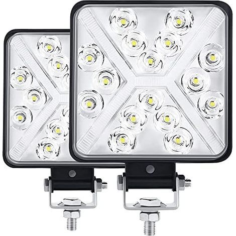 Pair 4” Tractor LED Work Light 300W 12000LM 6000K 4x4 LED Headlight IP67 Motorcycle LED Additional Lights Square 8D Lens Extremely High Brightness for Tractor SUV Truck Garage Garden (1/5)