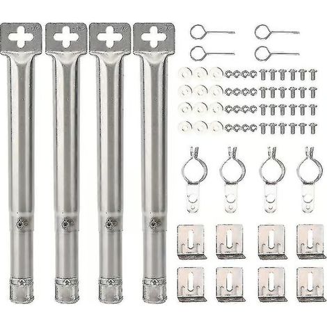 4 pièces Universel Réglable Acier Inox BBQ Gaz Grill Remplacement Tuyau Droit Brûleur Barbecue (1/4)