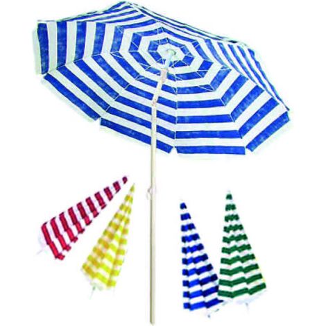 Ombrellone Da Spiaggia In Cotone Tondo Cm.200 - colore bianco/blu