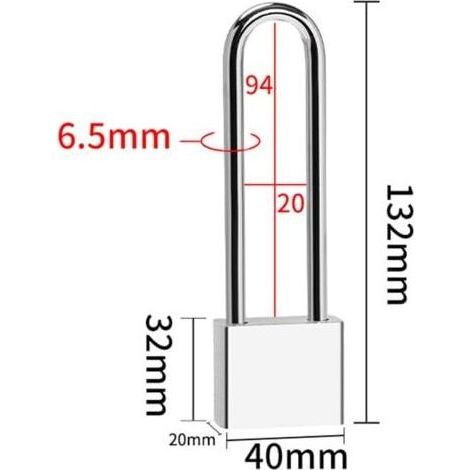 Cadenas à clé Cadenas Robuste à anse longue avec 4 clés, cadenas Sécurité Etanche Exterieur pour entrepôt, garage, jardin, Clôtures-40mm (1/5)