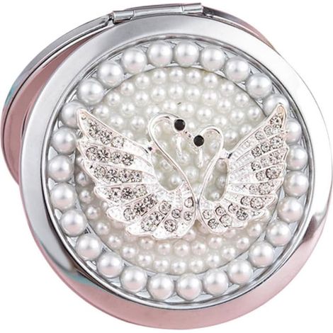 Miroir De Maquillage Pliable Double-Sided Vintage Portable Miroir De à Main Élégant Et Pratique Accessoire De Compact Et Légger (1/5)