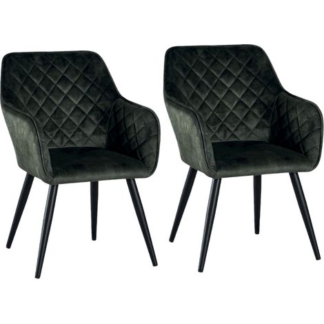 Lot de 2 chaises velours capitonné kaki 54cm Casita CORK