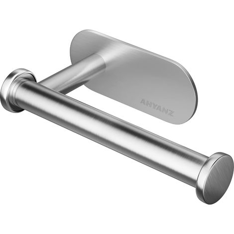 Porte-rouleau de papier toilette chromé au design contemporain - Autocollant 3M en acier inoxydable SUS 304 argenté - Antirouille et étanche - Pour salle de bain et cuisine - Sans perçage (1/5)