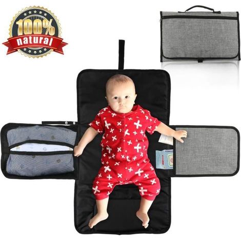 Tapis à langer pour Changer les Couches pour Bébé, Kit de Voyage Portable avec Tapis à Langer Amovible, Léger, étanche et durable (1/4)