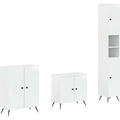 3-teiliges Badezimmer-Schranksystem BREDA Hochglanz Weiß vidaXL (1/5)