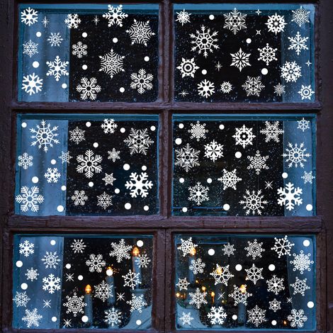 Décor Fenêtre Noël - Autocollants Repositionnables pour Vitre Miroir Porte en Verre - 12 Pièces (1/5)
