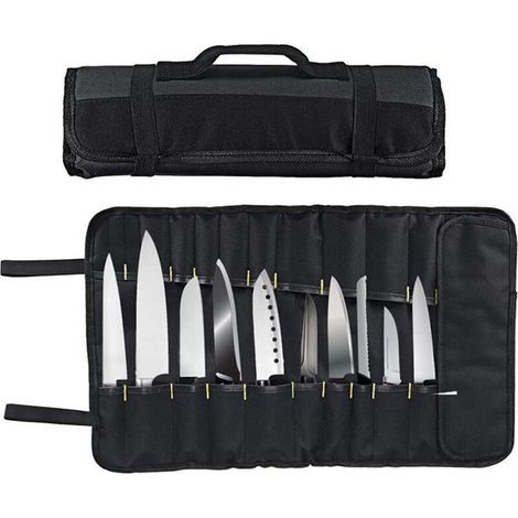 Borsa portacoltelli professionale da chef – borsa portacoltelli per un massimo di 22 coltelli, nera (1/5)