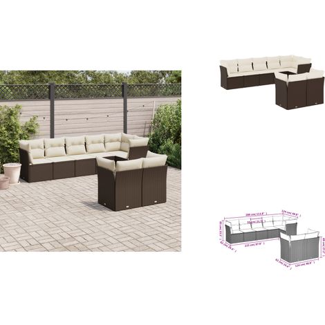 8-tlg. Garten-Sofagarnitur mit Kissen Braun Poly Rattan - Gartensorte - Outdoor Möbel - Lounge Set - Gartenlounge - Rattan Sofa (1/3)