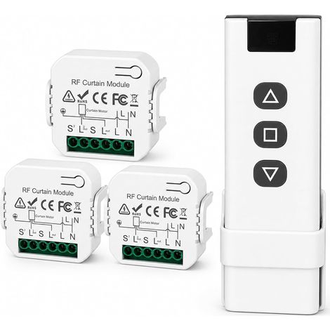 Kit de commande sans fil pour volet roulant, interrupteur de store intelligent, compatible avec interrupteur sans fil 230 V pour volets roulants, stores, interrupteur sans fil (1/5)
