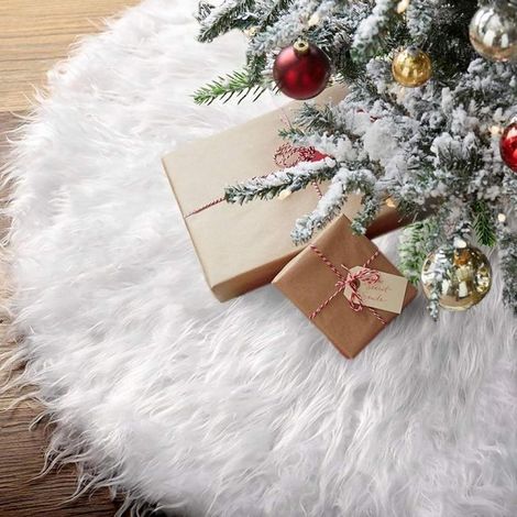 78cm Jupe de Sapin de Noël, Jupe de Sapin de Noël Blanche, Tapis Sapin Noel en Peluche Couvre Pied de Sapin de Noel, Cache-Pied de Sapin Noël Blanche (1/5)