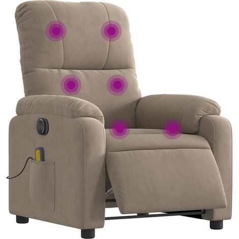vidaXL Massagesessel Elektrisch Taupe Mikrofasergewebe