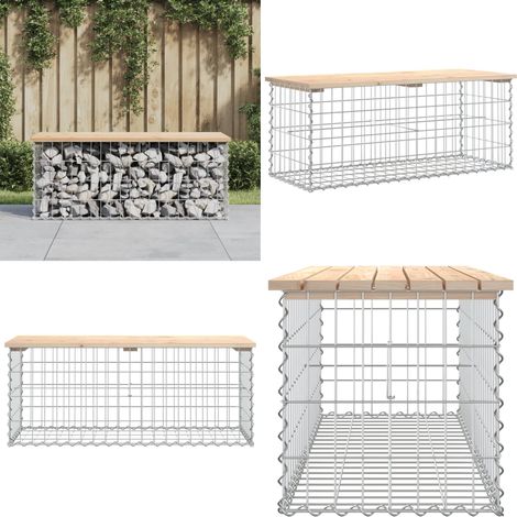 Gartenbank aus Gabionen 103x44x42 cm Massivholz Kiefer - Gartenbank - Holzbank - Kiefernholz - Gabione - Außenbank - Home & Living