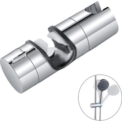 Support de douche 20-25mm réglable ABS Chrome Rail de douche tête curseur support à pince support main remplacement pour salle de bain (1/5)