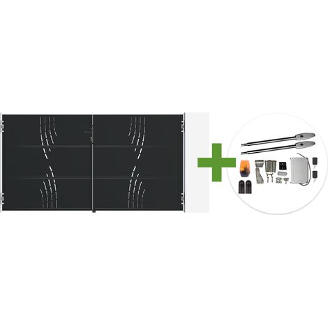 Portail battant acier noir mat 3m NALI VELETA H.160cm + moteur Tanker B250 (1/5)