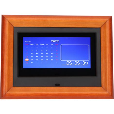 Digitaler Bilderrahmen (7 Zoll, 800 x 480 Pixel) mit Fernbedienung, integriertem Timer und Lautsprecher, für den Heimgebrauch, 100–240 V, schwarz, europäischer Stecker (1/5)