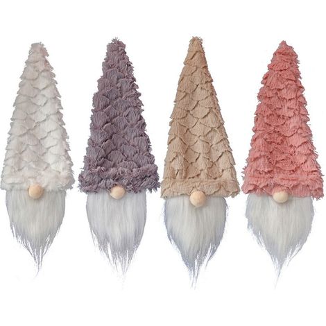 (4-teilig) Weihnachtsdekoration, gesichtslose alte Mann-Puppe, Weinflaschenhülle, dekorative Weihnachtsweintasche, Geschenktüte (grau, braun, rosa, weiß, vierfarbiges Set) (1/2)