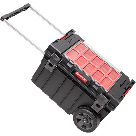 Caisse à outils sur roulettes 605 x 405 x 345 mm – Capacité 44 l – Poignée télescopique en aluminium – Coque étanche contre poussière et eau – Qbrick System - MM 44 L