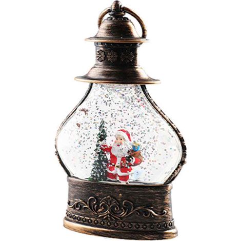 1 Lanterne boule à neige, design cylindrique, paillettes scintillantes, lumière dorée, décoration intérieur Noël (1/5)