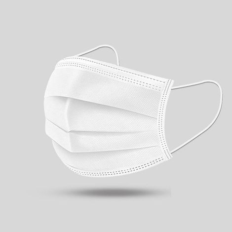 Weiße Maske 50, Dreilagige Gesichtsmasken, Masken, Einwegmasken, Mund- und Nasenschutz (1/5)
